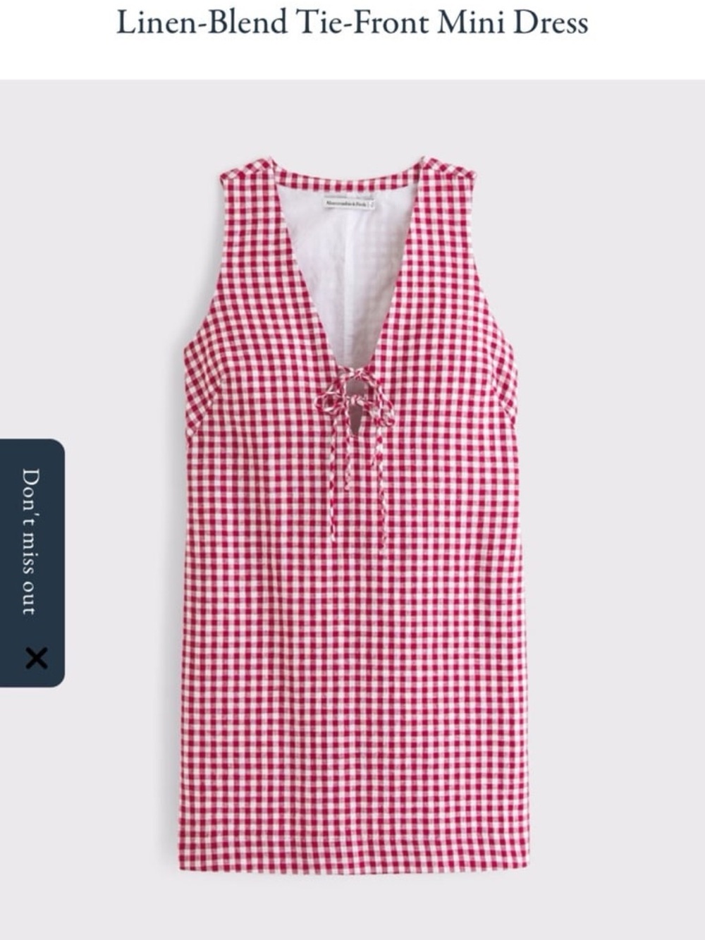 Abercrombie Red Gingham Lace-Up Mini Dress - Picture 2 of 7